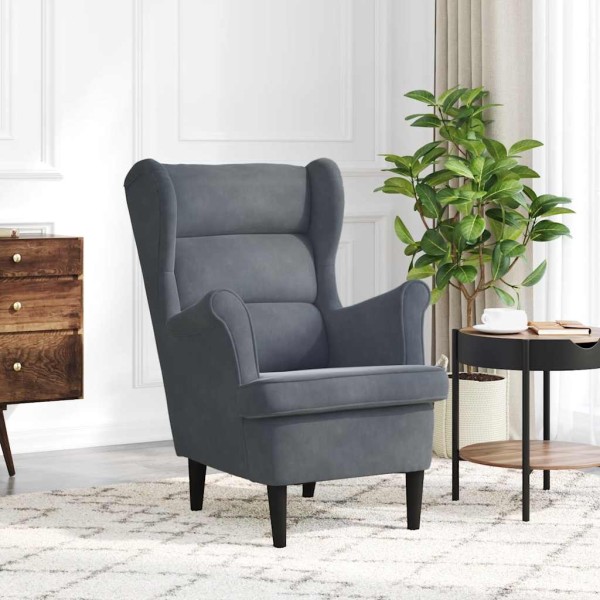 Armchair, dark gray, velvet