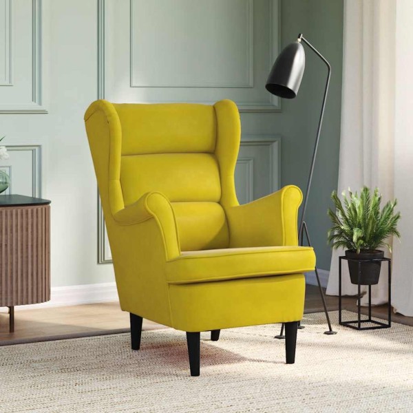 Armchair, mustard yellow, velvet