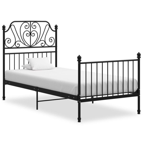 Bed frame, black, 100x200cm, metal