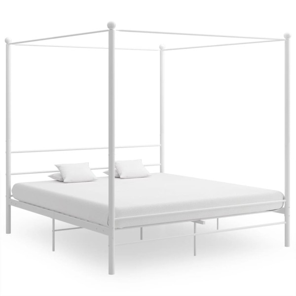 Bed with canopy, white, 200x200cm, metal