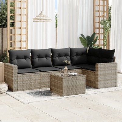 Sofa set with cushions, 6...