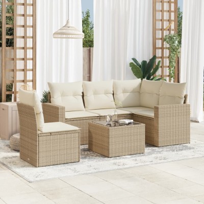 Sofa set with cushions, 6...