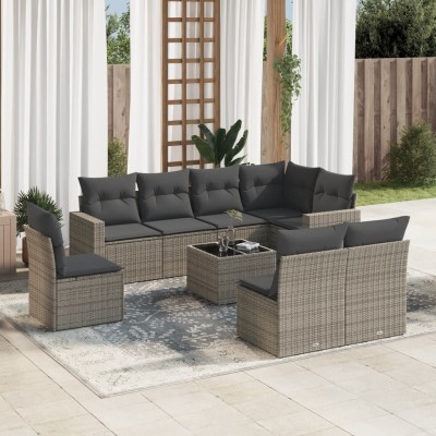 Sofa set with cushions, 9...