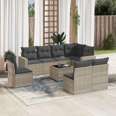 Sofa set with cushions, 9...
