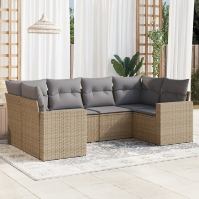Sofa set with cushions, 6...