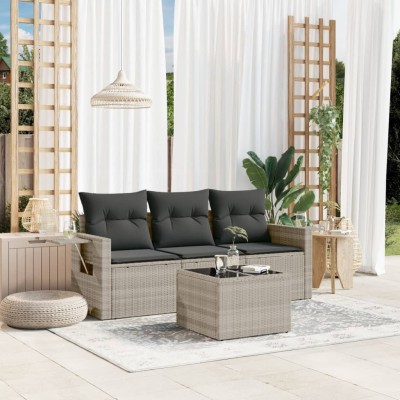 Sofa set with cushions, 4...