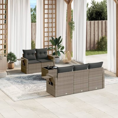Sofa set with cushions, 6...
