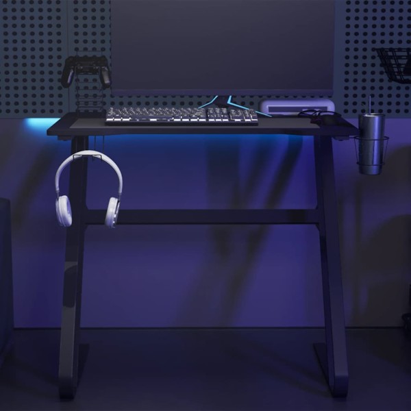 Gaming table with ZZ-shaped legs, black, 90x60x75cm