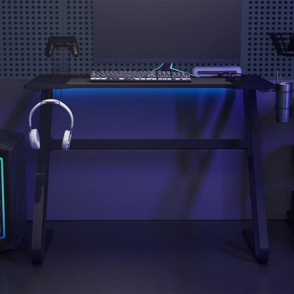 Gaming table with ZZ-shaped legs, black, 110x60x75cm
