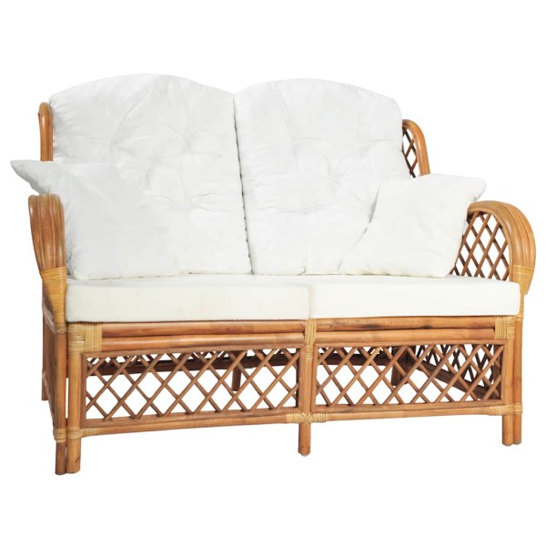 Double sofa, light brown, rattan