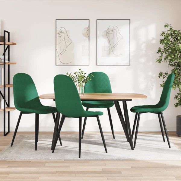 Dining room chairs, 4 pcs., dark green, velvet
