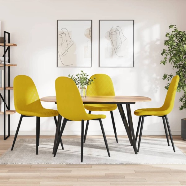 Dining room chairs, 4 pcs., mustard yellow, velvet