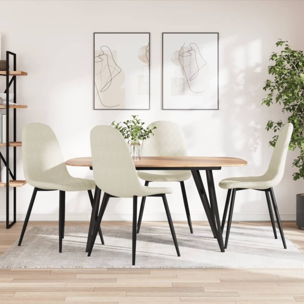Dining chairs, 4 pcs., creamy white, velvet