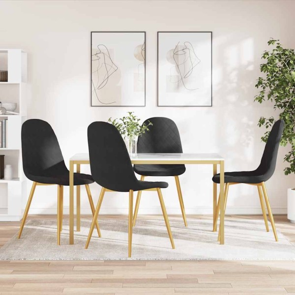 Dining room chairs, 4 pcs., black, velvet