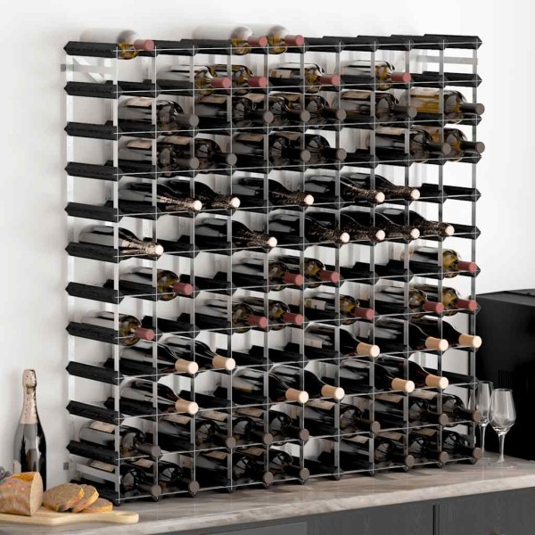 Wine rack for 120 bottles, black, solid pine