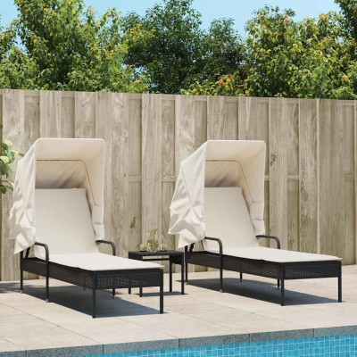 Sunbeds with arches/table,...