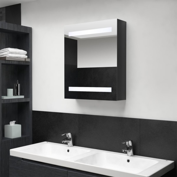 Mirror bathroom cabinet with LED lighting, black, 50x14x60cm