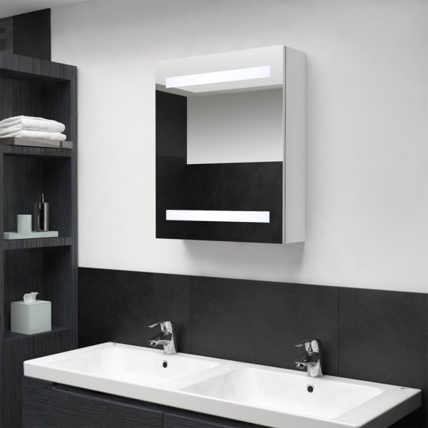 Mirror bathroom cabinet with LED lighting, white, 50x14x60cm