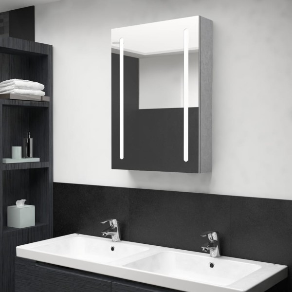 Mirror bathroom cabinet with LED lighting, gray, 50x13x70cm
