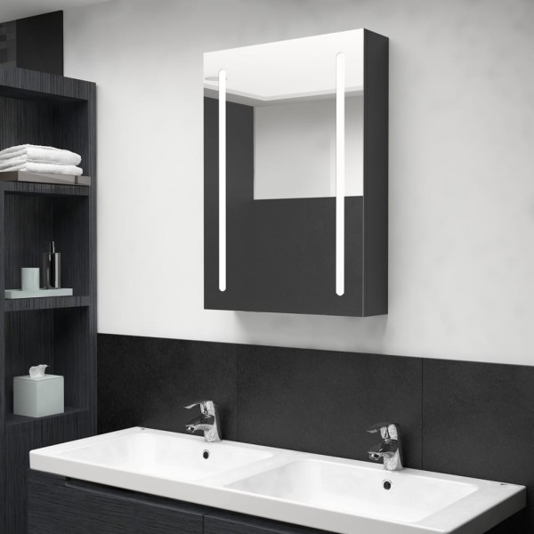 Mirror bathroom cabinet with LED lighting, black, 50x13x70cm