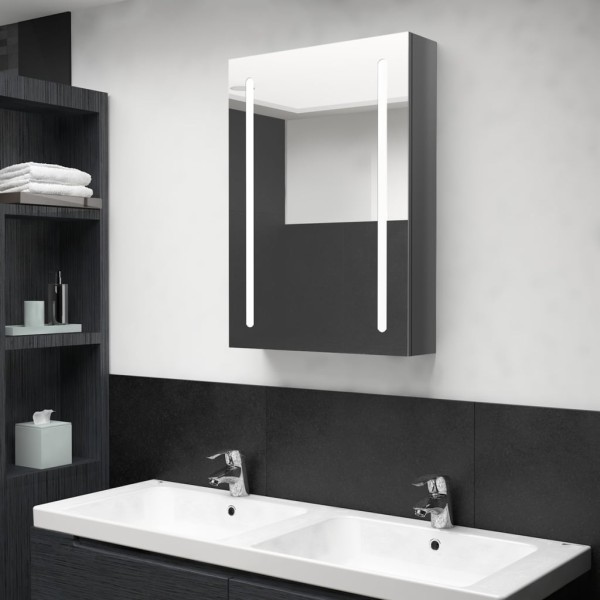 Mirror bathroom cabinet with LED lighting, gray, 50x13x70cm