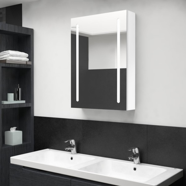 Mirror bathroom cabinet with LED lighting, white, 50x13x70cm
