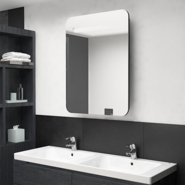 Mirror bathroom cabinet with LED lighting, black, 60x11x80cm