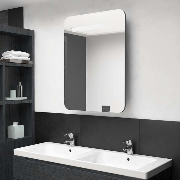 Mirror bathroom cabinet with LED lighting, gray, 60x11x80cm