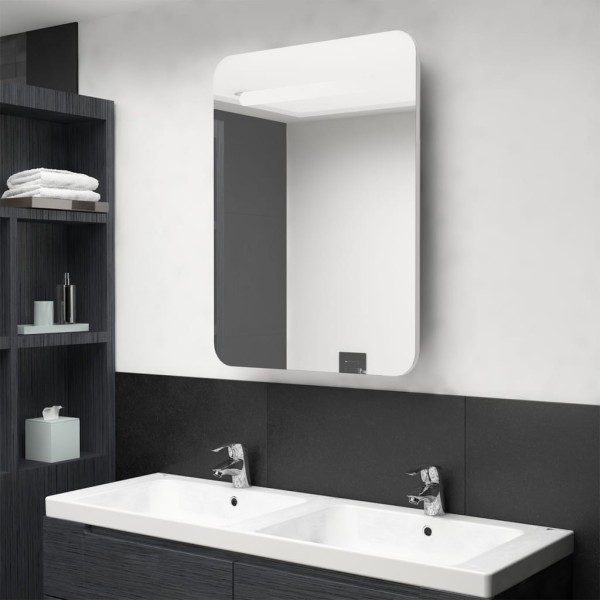 Mirror bathroom cabinet with LED lighting, white, 60x11x80cm