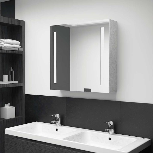 Mirror bathroom cabinet with LED lighting, gray, 62x14x60cm