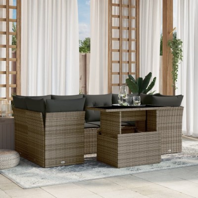 Sofa set with cushions, 7...