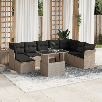 Sofa set with cushions, 9...