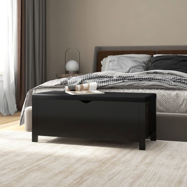 Storage box with cushion, black, 105x40x45cm, treated wood