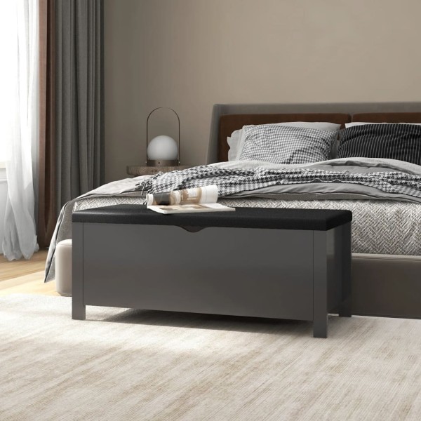 Storage box with cushion, gray, 105x40x45cm, treated wood