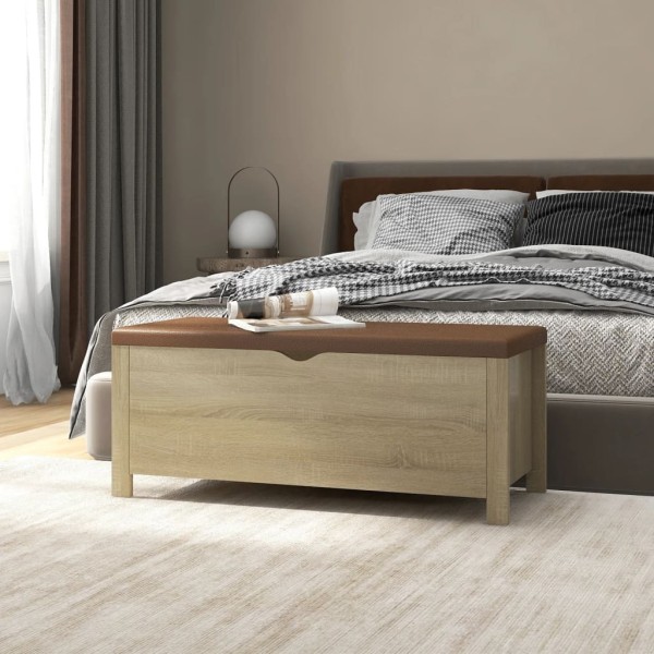 Storage box with cushion, sonoma oak, 105x40x45cm, wood