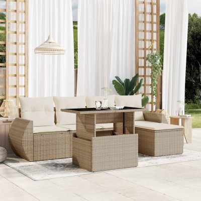 Sofa set with cushions, 6...