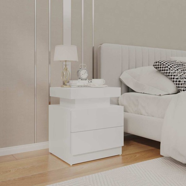 Nightstand, white, 45x35x52cm, processed wood, glossy