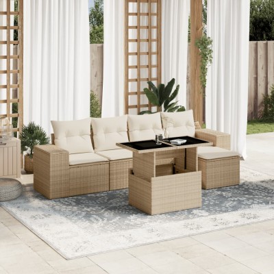 Sofa set with cushions, 6...