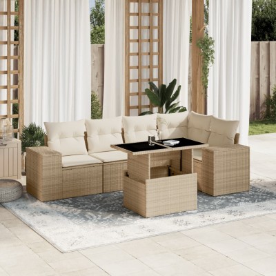 Sofa set with cushions, 6...