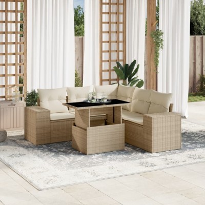 Sofa set with cushions, 6...