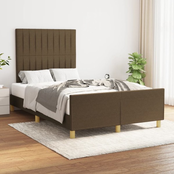 Bed frame without mattress, dark brown, 120x190cm, fabric