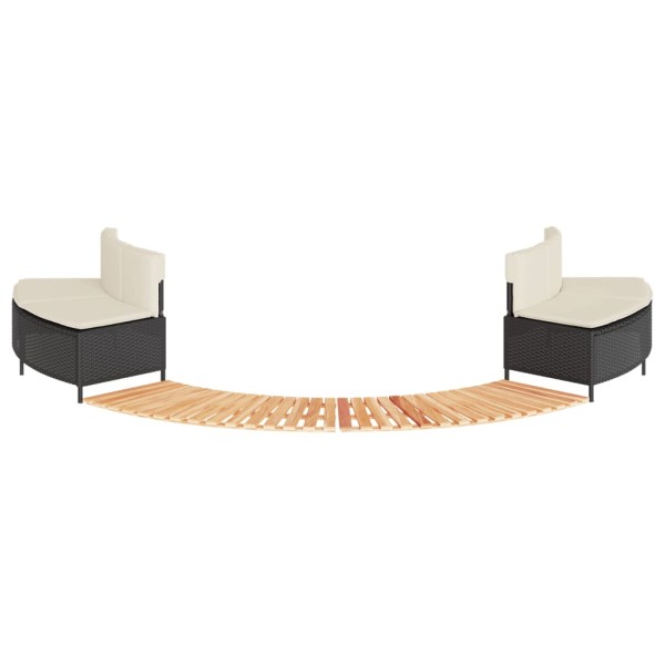 Bathtub frame, black, polyrattan and acacia solid