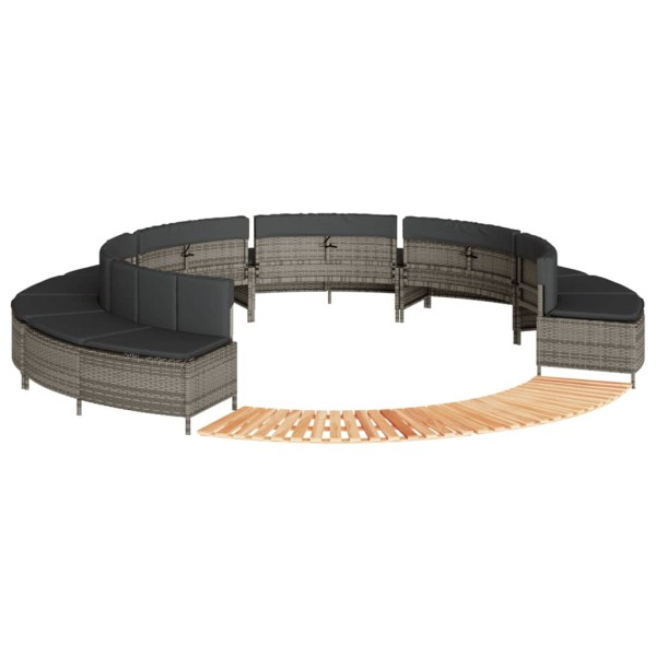 Bathtub frame, gray color, polyrattan and solid acacia