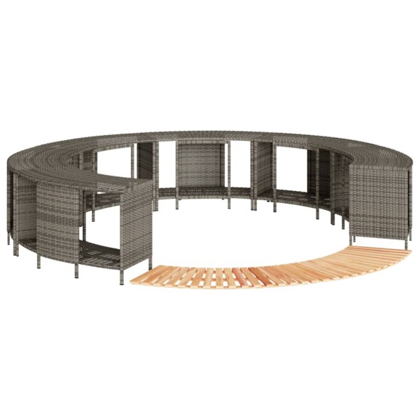 Bathtub frame, gray color, polyrattan and solid acacia