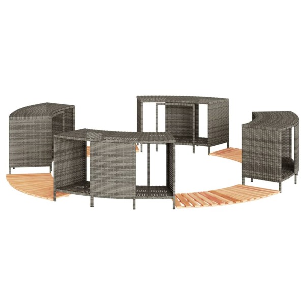 Bathtub frame, gray color, polyrattan and solid acacia