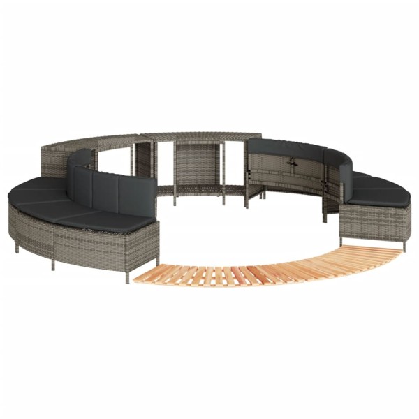 Bathtub frame, gray color, polyrattan and solid acacia