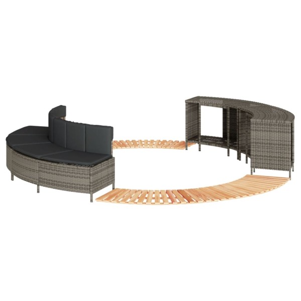 Bathtub frame, gray color, polyrattan and solid acacia