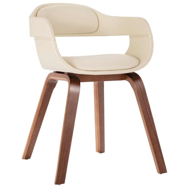 Dining chair with beechwood legs, white, artificial leather