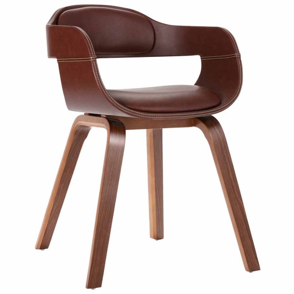 Dining chair with beechwood legs, brown, artificial leather