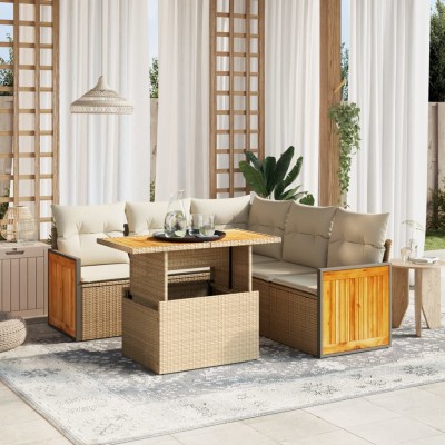 Sofa set with cushions, 6...